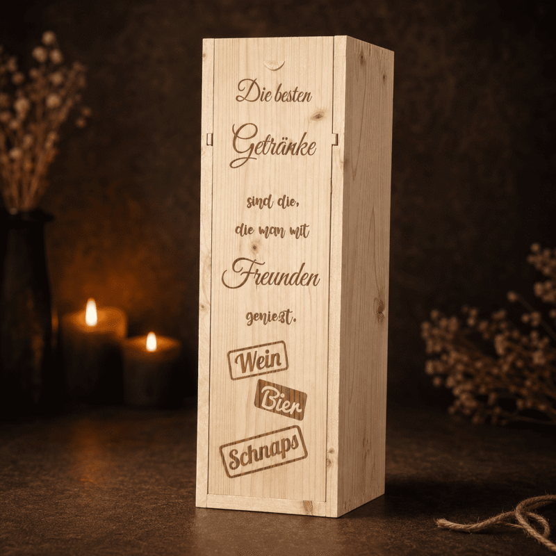 Weinbox Klassik aus Holz mit individueller Lasergravur