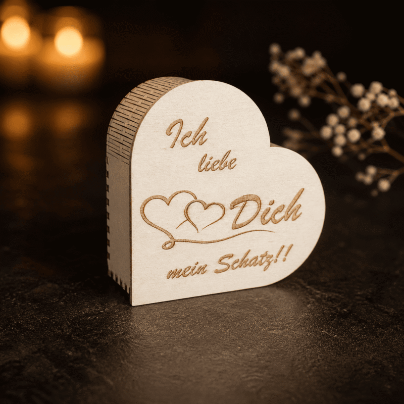 Herzbox Klein aus Holz mit individueller Lasergravur